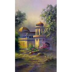 Hanif Shahzad, Hindu Gymkhana I, Karachi, 18 x 32 Inch, Oil on Canvas,  Landscape Painting, AC-HNS-114